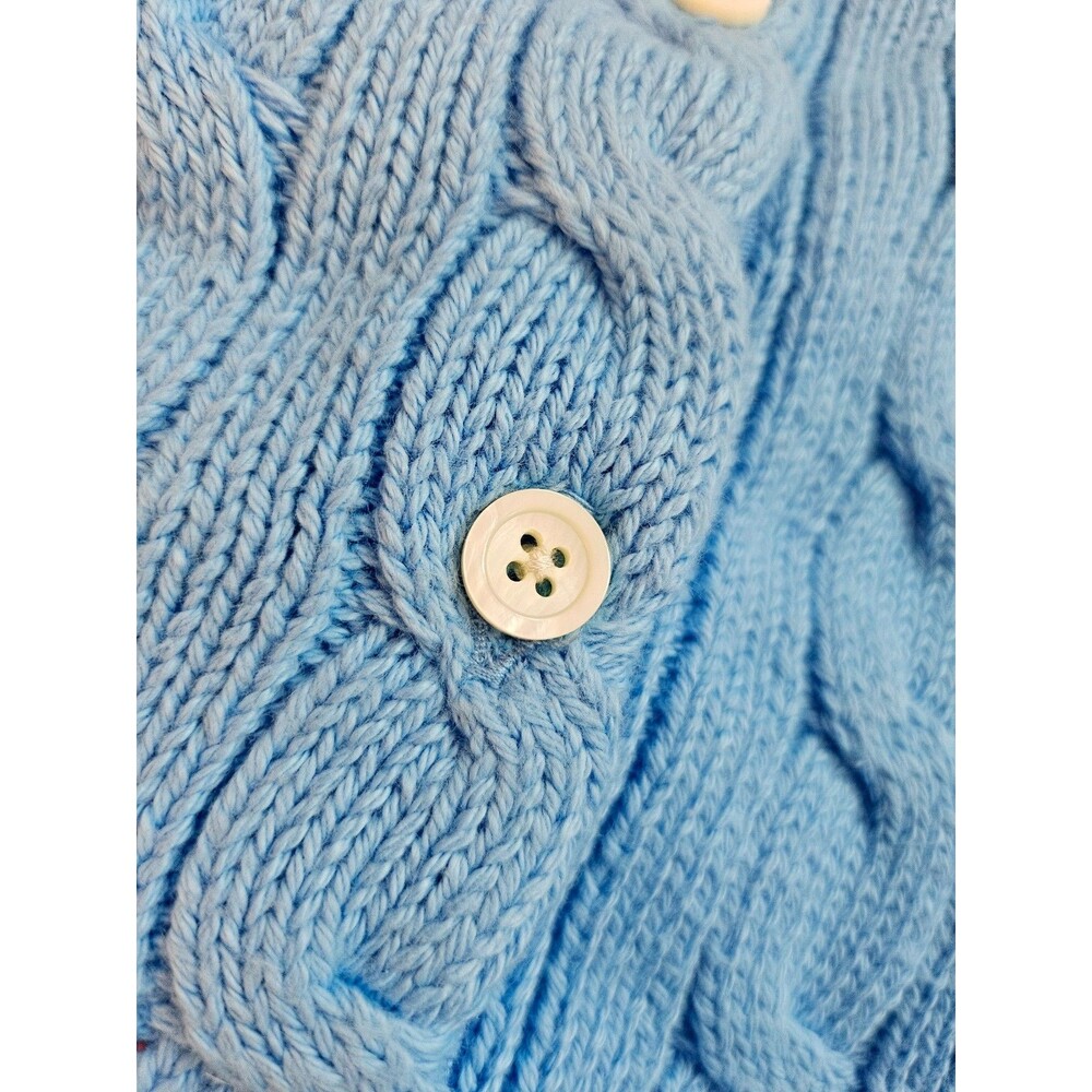 POLO Ralph Lauren Cable-Knit Cotton Short-Sleeve Cardigan, Blue, S, NWT - Picture 11 of 16